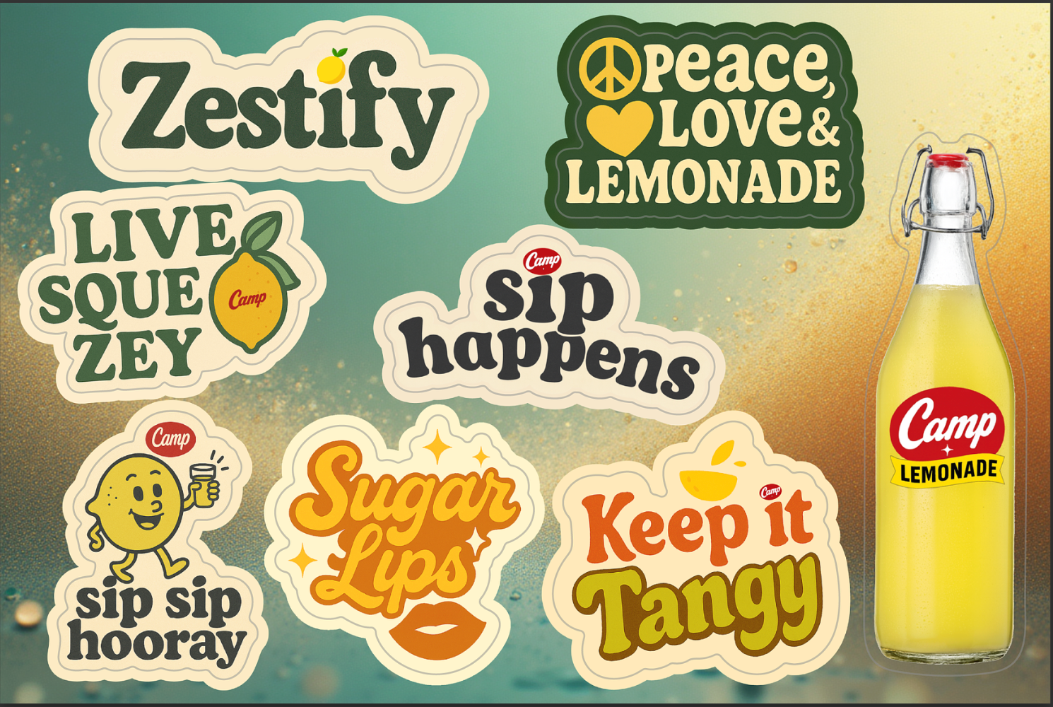 🍋 Camp Lemonade Sticker Sheet-Spread the Sunshine